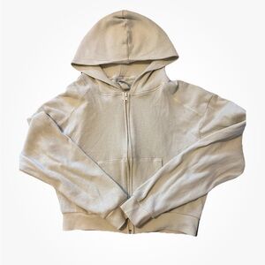 Skims Waffled Cropped Zip Up